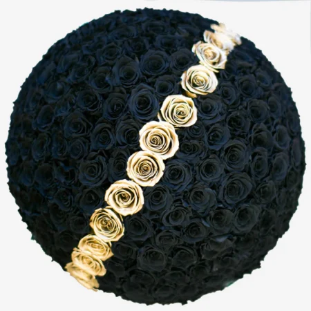 Deluxe Gold Dome Box | Black & Gold Roses | Minimal