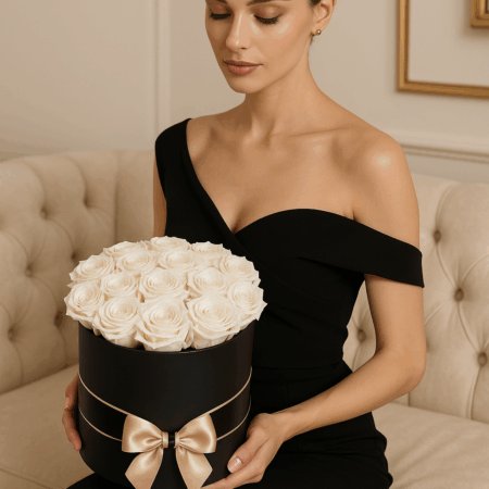 Classic Black Box | White Roses