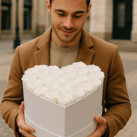 Heart White Box | White Roses