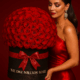 Deluxe Black Dome Box | Dark Red Roses