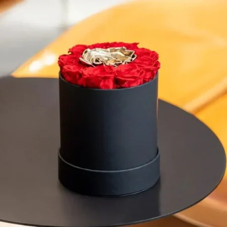 Basic Black Box | Red & Gold Mini Roses