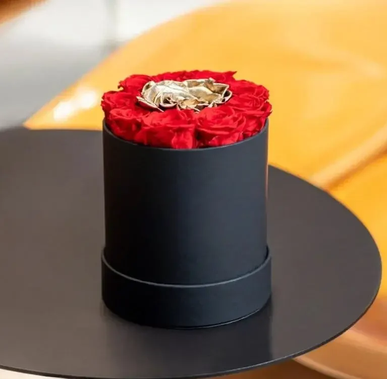 Basic Black Box | Red & Gold Mini Roses