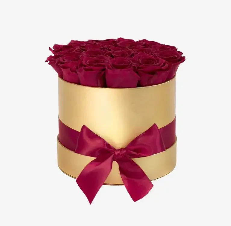 Classic Gold Box | Burgundy Roses