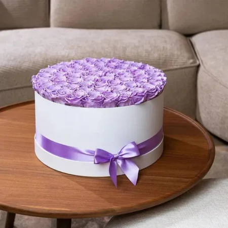 Deluxe White Box | Lavender Roses