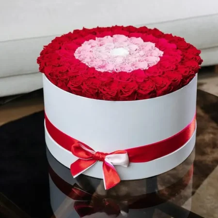 Deluxe White Box | Red & Hot Pink & Pink Candy & Light Pink & White Roses | Target