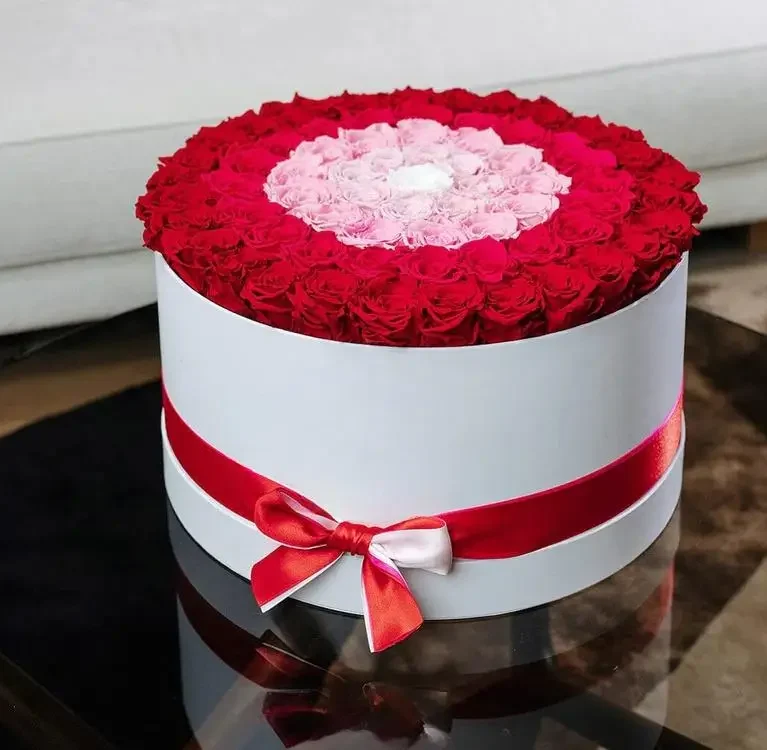 Deluxe White Box | Red & Hot Pink & Pink Candy & Light Pink & White Roses | Target