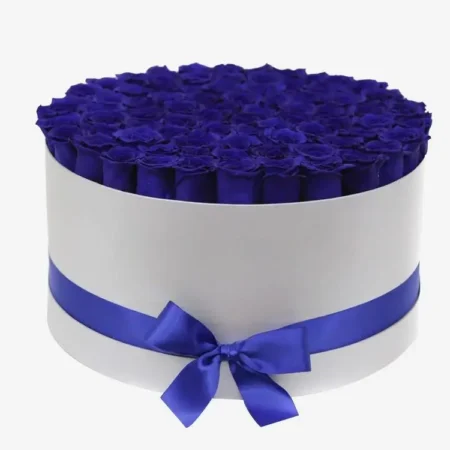 Deluxe White Box | Royal Blue Roses