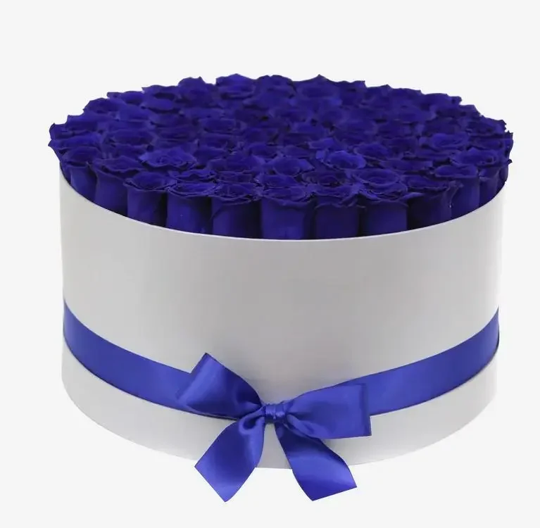 Deluxe White Box | Royal Blue Roses