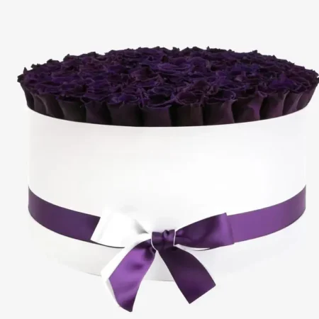 Deluxe White Box | Dark Purple Roses
