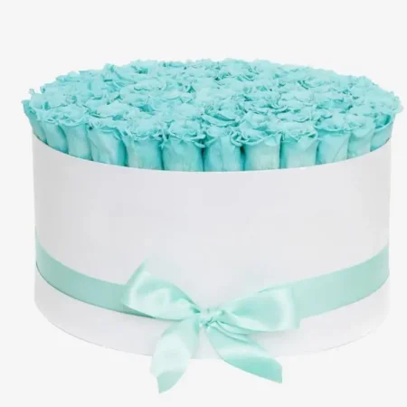Deluxe White Box | Turquoise Roses