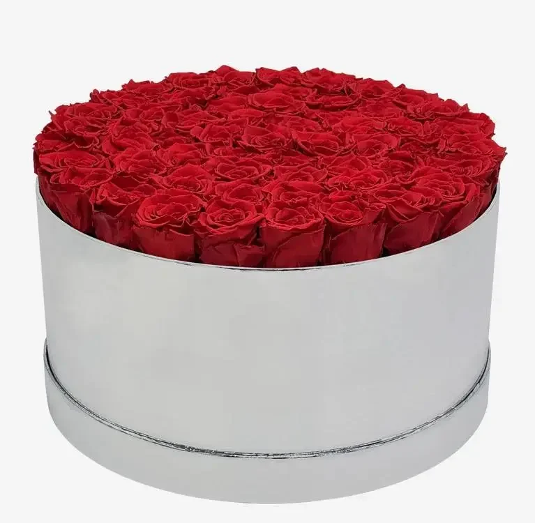 Deluxe Mirror Silver Box | Red Roses