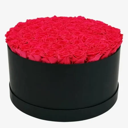 Deluxe Black Box | Hot Pink Roses